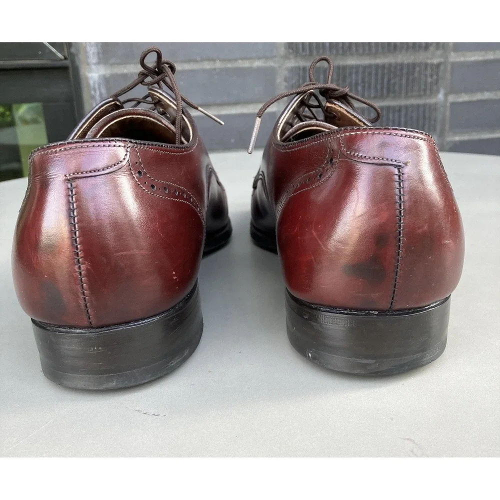 Vtg‎ Wright Breather Arch Preserver Wingtip Shoes Burgundy Leather Mens 11.5 USA